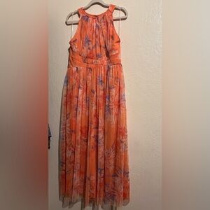 Candalite Petite Vibrant Orange Floral Maxi Dress